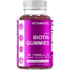 Vitamatic Gomitas Veganas Biotina 10000mcg Sabor Frambuesa Cabello Uñas                                                                               