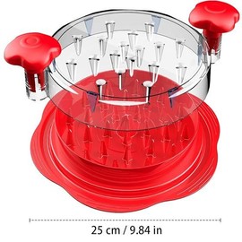 Kitchen Chicken Shredder, Kitchen Utensils, Shred Machine,Christmas Thanksgiving Essential Party Cooking Tools,Chicken Meat Shredding Tool with Handles and Anti-Skid Base Mat - Color: Red