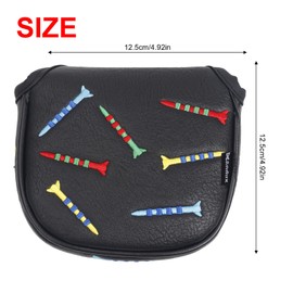 Andux PU Striped Tees Pattern Putter Cover Golf Putter Head Covers (Semicircle, Black)