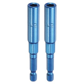 sourcing map 2pcs Nut Driver 6mm Hex Drive Socket CR-V Steel Power Screw Drill Bits Socket Wrench Tools with 1/4" Quick Change Hex Shank for Power Drills Impact Drivers, Blue