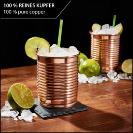 Sir Finley Monkey Moscow Mule Cups Set of 4 Copper Cups Pure Copper (100%) Copper Cup 450 ml Suitable for Ayurveda (Design Tin Can)
