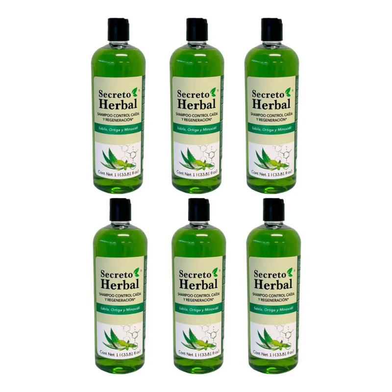 6 Pzs Shampoo Secreto Herbal Extracto De Sábila Crecimiento