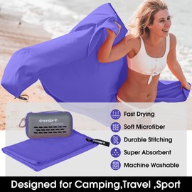 4monster Microfiber Travel Towel, Quick Dry Sport Towel, Super Absorbent, Compact, Lightweight,Soft, Suitable for Gym,Bath,Beach,Yoga,Camping,Golf,Hiking,Backpacking,Sports,Workout Purple M