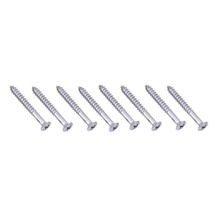 Musiclily 5x45mm Guitar Neck Plate Mounting Screws,Chrome(8 Pieces)