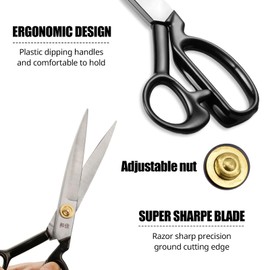 OWLMATE Dressmaking Scissors Fabric Scissors Professional Fabric Scissors Sharp Sewing Scissors for Cutting Fabrics, Leather, Material, Clothing, Changing, Dressmaking