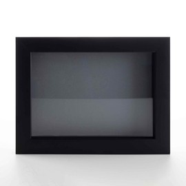 Black 12x12 Wood Shadow Box Display Frame with Grey Acid-Free Backing UV Acrylic & Hanging Hardware - with 3/4" Usable Depth - Great Magazine Display Frame Shadowbox