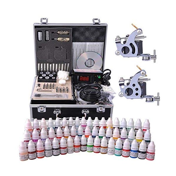 CHIMAERA Professional 54-Ink Complete Tattoo Kit with Two (2) Guns and One (1) LCD Power Supply
