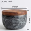 jalz jalz Salt Box White Marble Base Wood cover salt