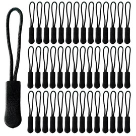 Zip Pendants, Pack of 40 Non-Slip Zipper Tags, Zip Pendants for Threading, Zip Extension, Zip Handle, for Backpack, Sportswear, black