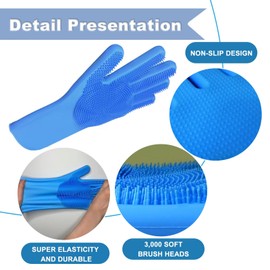 IDQQUQQ 2PCS Dog Washing Gloves and Dog Shampoo Brush, Dog Bath Supplies Dog and Cat Bath Set