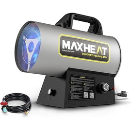 InoKraft MaXheat MH68 68,000 BTU Forced Air Propane Heater, Portable for Garage, Adjustable Liquid Propane Torpedo for Shop, Jobsite, Construction Sites - Hose Regulator 10ft