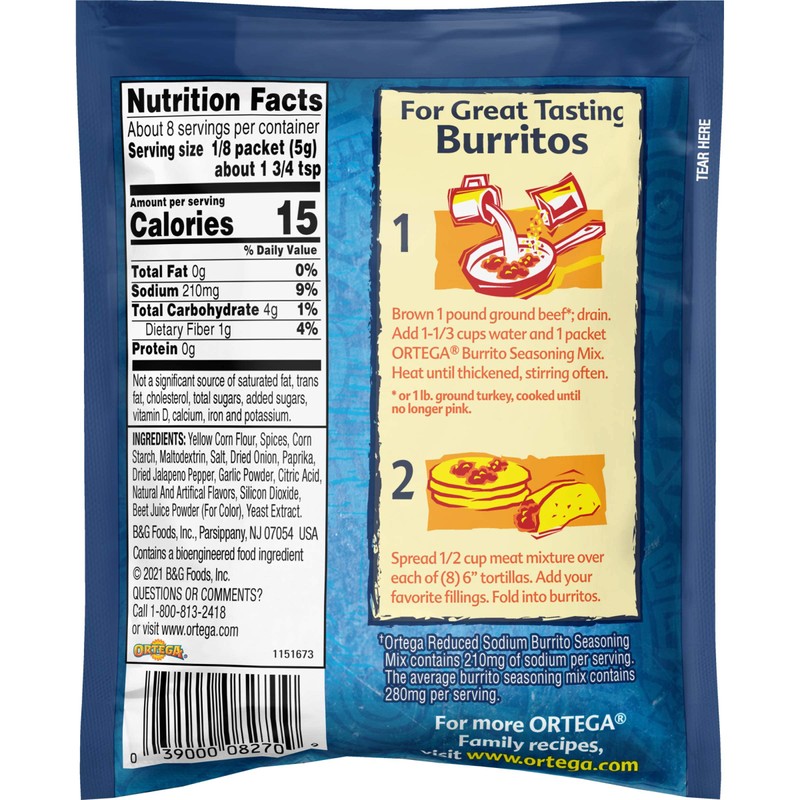 Ortega mezcla de condimentos, 40% menos de sodio Taco, 6.5