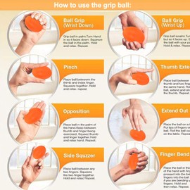 Bola de agarre de silicona 5pcs Bola de masaje de ejercicio de muñeca en forma de huevo Bola de agarre de rehabilitación de fitness(Dureza naranja 20)