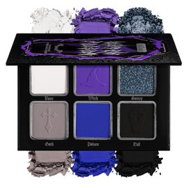 La Catrina- Paleta de maquillaje gótico profesional de 6 colores la paleta de sombras de ojos grunge azul violeta con 5 sombras de ojos en tonos