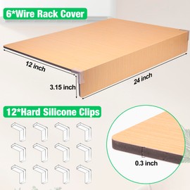 Inchoco Wire Rack Covers for Shelves, 6 Pack 24 x 12in Wires Shelf Ccover for Pantry Waterproof PVC Wood-Look Shelves Cover for Cabinet Kitchen Bathroom Shelving Decoration