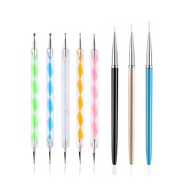 FULINJOY FULINJOY 5PCS Dotting Pens with 3 PCS Nail Painting Brushes, Nail Art Design Tools