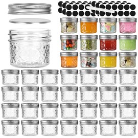 Mcupper 40 Pack Small Mason Jars, 4oz Mini Mason Jars, Canning Jars With Lids and Bands For Dessert, Honey, DIY Candle