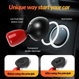 Push Start Joystick,Metal Push to Start Accessories,Car Engine Start Stop Button Cover Decorative,Rocker Lever Design,Suitable for Various Models.(Red)