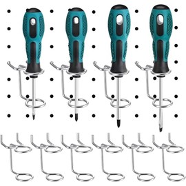 KGCGJVB 5Pcs Pegboard Screwdriver Holder Tool Organizers Double-Ring Peg Board Hang Tool Holders Hooks and Hangers for Screw Drivers Wrench Hammer Pliers Storage Accessories Wall Mount Tool Storage