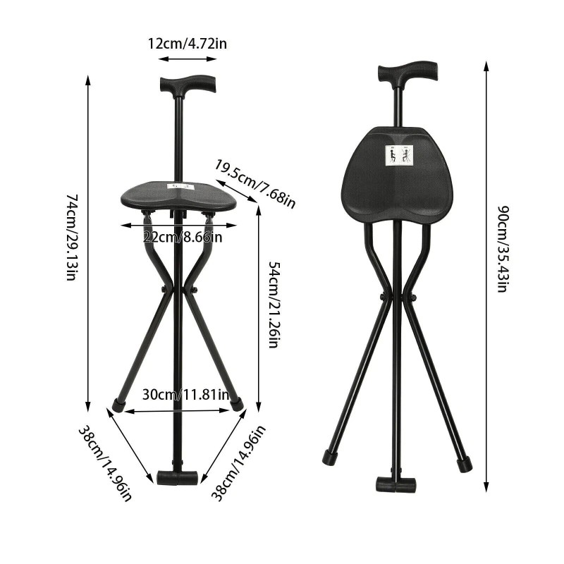 custom-sign Folding Walking Cane with Tripod Chair Seat Stool Heavy