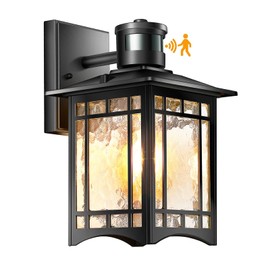 XANGQAN Dusk to Dawn Motion Sensor Light, Outdoor Light Fixture, Black Wall Sconce Lighting, Front Porch Light, Exterior Lights for House Patio, Outside Door Lights, Wall Mount Anti-Rust Lantern