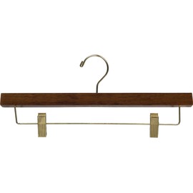 Premium Wooden Bottom Hanger, 25 Pack Solid Mahogany Alder Wood Pants Skirt Hangers with Adjustable Clips