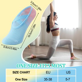 Zuimei 4 Pairs Pilates Grip Socks Non Slip Yoga Socks for Women Gradient Socks with Grips Cotton Athletic Socks Ladies Grippy Socks for Home Gym Sports Fitness Dance Ballet (Size UK 2-4.5/EU 35-38)