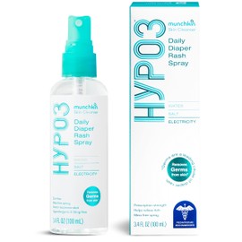 Munchkin® HYP03 Diaper Rash Hypochlorous Acid Spray for Face and Body, FSA Eligible, Removes Rash-Causing Germs, Helps Promote Healing, Gentle for Sensitive & Eczema-Prone Skin, 3.4oz