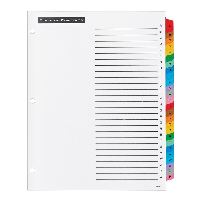 Office Essentials 11677 Table 'n Tabs Dividers, 26-Tab, Letter