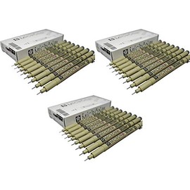 Sakura Pigma Micron Pen 01 Black Marker Felt tip Pen, Archival Pigment Ink for Artist, Sketch & Drawing pens - 8 fine line Pen Set Pack of 3