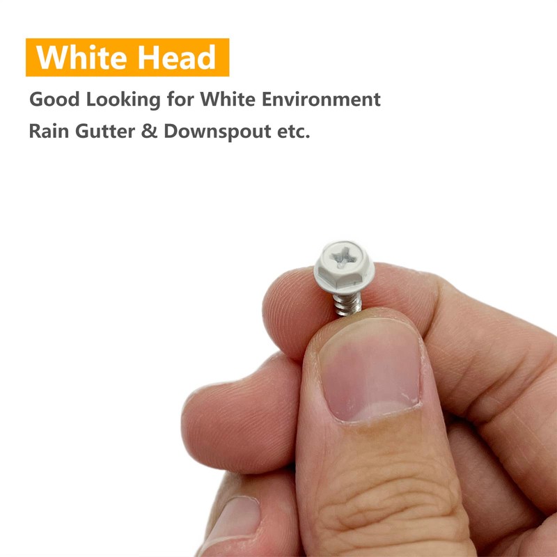 Allkeen White Painted Self Tapping Gutter Screws #8 x 1/2"