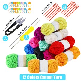 Allazone 58 PCS Clear Plastic Mesh Canvas Sheets for Embroidery, Plastic Mesh Sheets Plastic Canvas with 12 Color Acrylic Yarn for DIY Sewing Bag