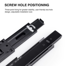 Drawer Guide, Full Extension, 1 Pair Drawer Runners, Ball Bearings, 300 mm, 3 Folds, Full Extension, Side Assembly, 45 kg Load Capacity, Cushioned Drawer Guide, Black