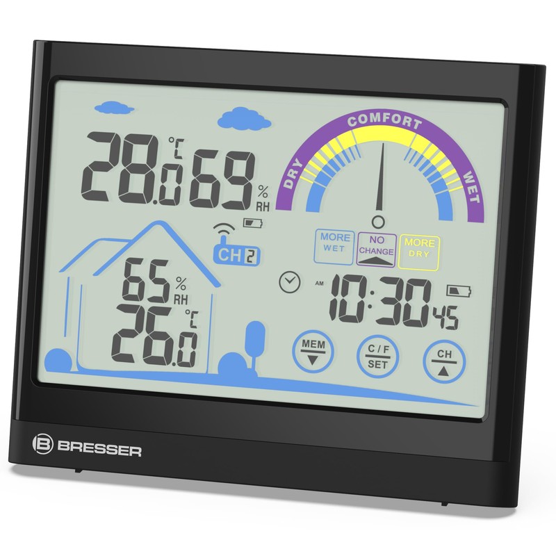 Bresser 7007402 Touchscreen Weather Station Wireless Thermo/Hygrometer with Ventilation Recommendation,