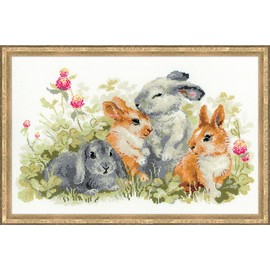 RIOLIS 1416 - Funny Rabbits - Counted Cross Stitch Kit 15¾" x 9¾" Zweigart 14 ct. White AIDA 24 Colors