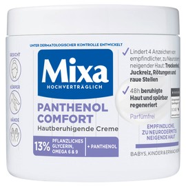 Mixa Panthenol Comfort Skin Soothing Cream, Sensitive & Eczema-Prone Skin, 13% Panthenol, Glycerin, Omega 6&9, Face/Body/Hands/Babies/Children/Adults, Highly Compatible, 400 ml