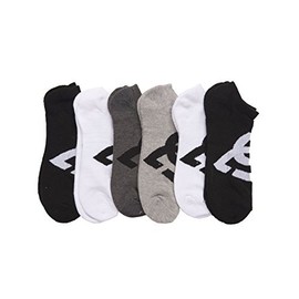 DC 6-Pack Men's Sport No Show Socks Assorted, 10-13 Size (Shoe Size 6-12.5) (White-Black)