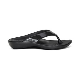 Aetrex Women's Maui Slipper, Black Gloss, 7