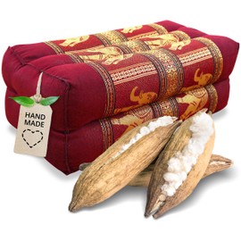 Asia Home studio Thai Elephant Thai Silk Pillow with Elegant Embroidery Cushion, Bordeaux/High-Quality Thai cushion from the Asia Home studio, Kapok Triangular Cushion ASIAN THAI Mat