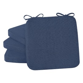 Cozyide Square Chair Cushions for Dining Chairs 4 Pack, Kitchen Chair Cushions with Adjustable Ties and Non-Slip Bottom, 16" x 16" Chair Pads for Dining Room Chairs, Navy