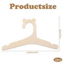 Pack of 10 Wooden Baby Hangers, Children's Clothes Hangers, Safe, Odourless, Non-Slip Children's Clothes Hangers Made of Wood for Babies and Children