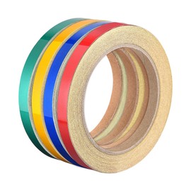 sourcing map Reflective Tape Red Green Yellow Blue, 10mm x 25m, Outdoor Waterproof Warning Tape for Bikes, RV, and Boat Striping Marking