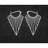 Minimal Geo Art Deco Hoop Earrings 925 Silver Triangular, Sterling