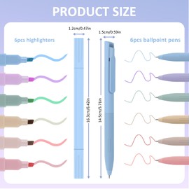 VINEST12 Highlighters Set, 6 Dual-tip Highlighters Pens with 6 Gel Pens Coloured, Cute Pastel Highlighter No Bleed and Mild Assorted Colours, Aesthetic Stationery for Journal Office School Supplies