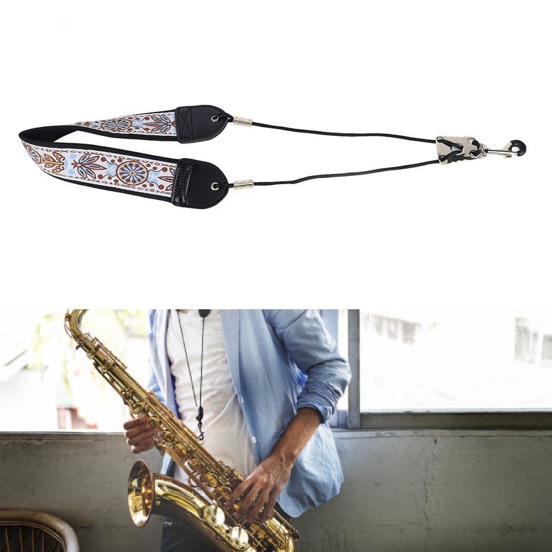 Embroidery Saxophone Neck Strap for Alto Tenor Sax Adjustable Instrument