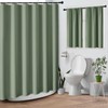 Sage Green Waffle Textured Cloth Shower Curtain Set, Modern Solid