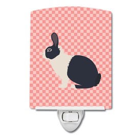 Caroline's Treasures BB7958CNL Dutch Rabbit Pink Check Ceramic Night Light Compact, UL-Certified, Ideal for Bedroom, Bathroom, Nursery, Hallway, Kitchen, 6x4x3, Multicolor