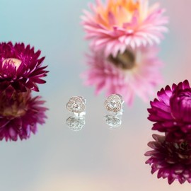 Tuscany Silver Women's Rhodium-Plated Sterling Silver White Knot Stud Earrings with Cubic Zirconia, Silver, Cubic Zirconia