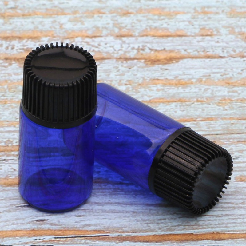 50Pcs 3ml Blue Essential Oil Bottle, Mini Glass Sample Bottles