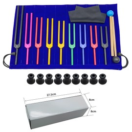 Stimmgabel, 9 Pcs Solfeggio Stimmgabel Set, Bunte Stimmgabeln aus Aluminiumlegierung mit 2×Silikonhämmer, für Yoga Entspannung (174 Hz, 285 Hz, 396 Hz, 417 Hz, 528 Hz, 639 Hz, 852 Hz, 963 Hz) (bunt)